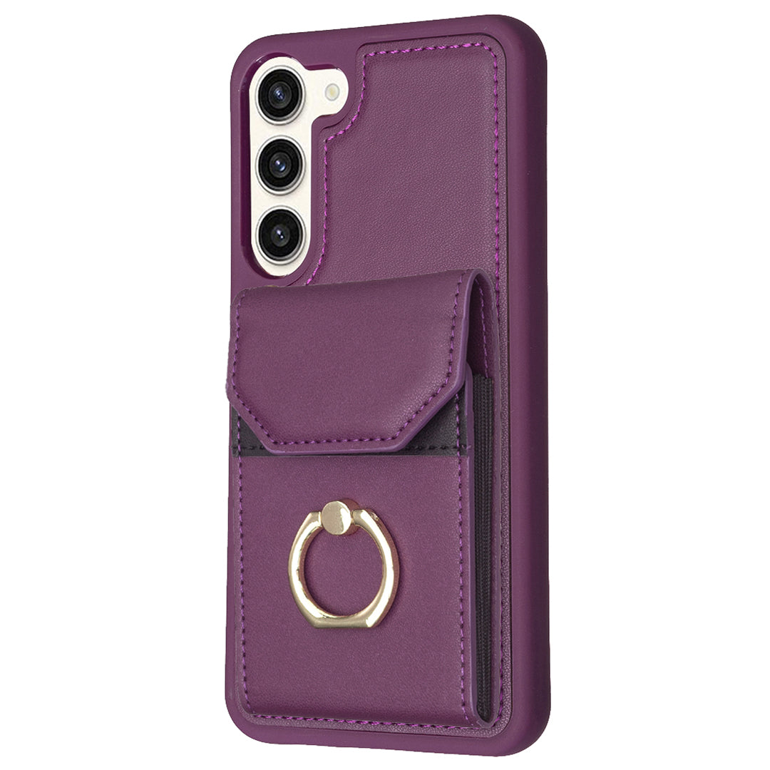 BF29 For Samsung Galaxy S23 Phone Case Card Holder Ring Kickstand PU Leather TPU Cover BF29 For Samsung Galaxy S23 Phone Case Card Holder Ring Kickstand PU Leather TPU Cover